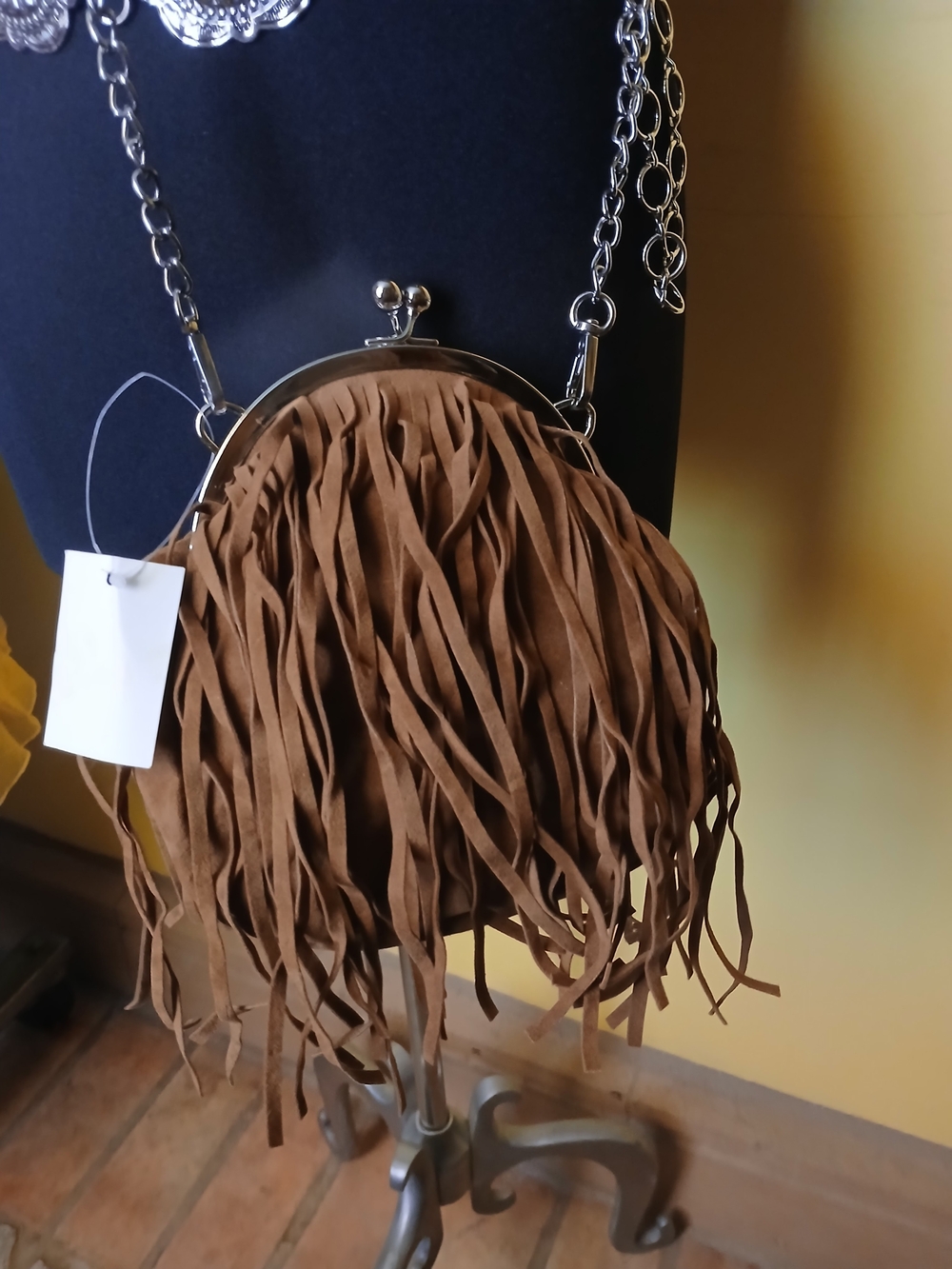 Fringe Suede Crossbody Bag in Brown